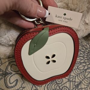 Kate Spade Apple Coin Purse Keychain - Red & Cream
